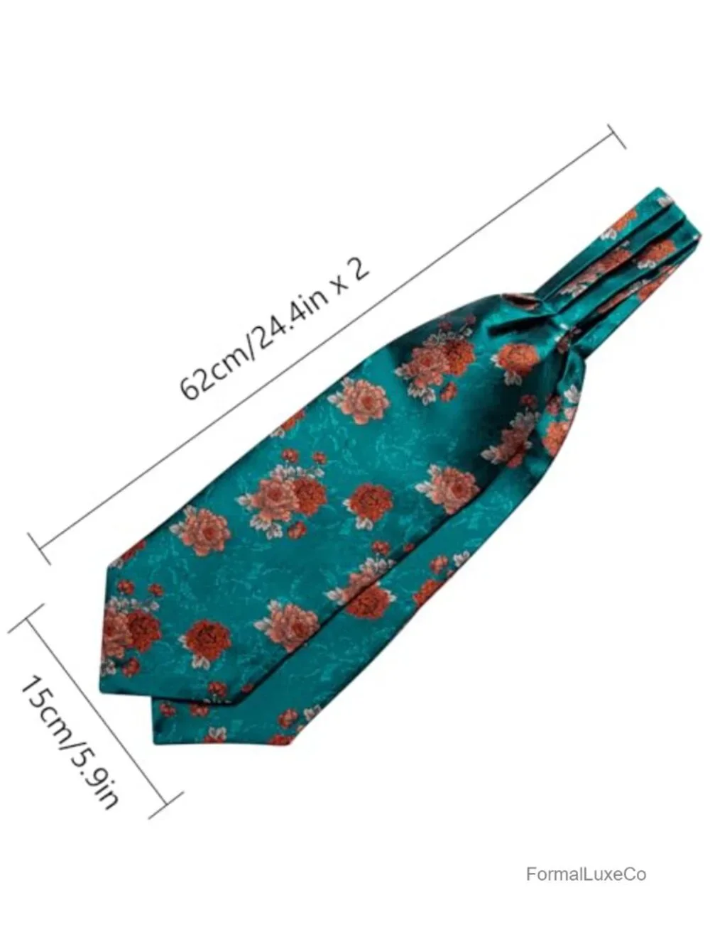 Paisley Floral Self Tie Silk Ascot Cravat Set with Pocket Square & Pin